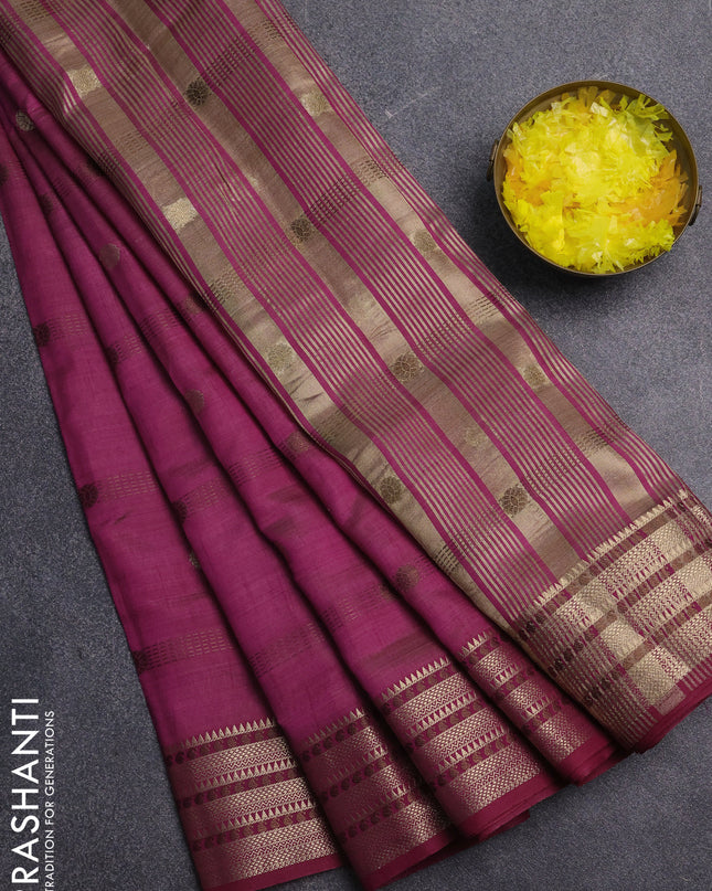 Semi raw silk saree purple with thread & zari woven buttas and zari woven border
