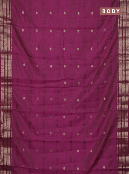 Semi raw silk saree purple with thread & zari woven buttas and zari woven border