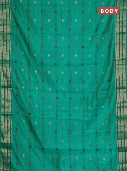 Semi raw silk saree green with thread & zari woven buttas and zari woven border