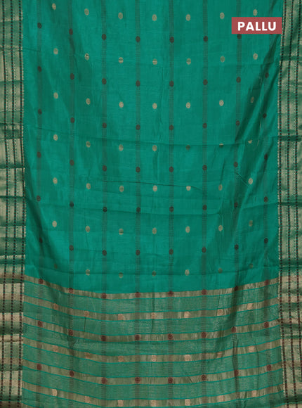 Semi raw silk saree green with thread & zari woven buttas and zari woven border