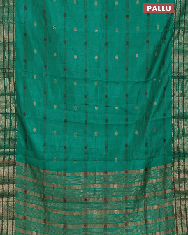 Semi raw silk saree green with thread & zari woven buttas and zari woven border