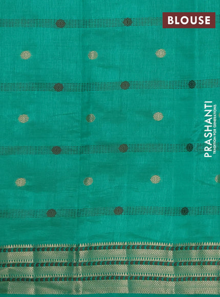 Semi raw silk saree green with thread & zari woven buttas and zari woven border