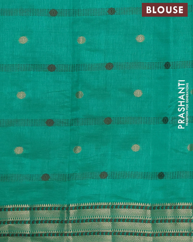 Semi raw silk saree green with thread & zari woven buttas and zari woven border