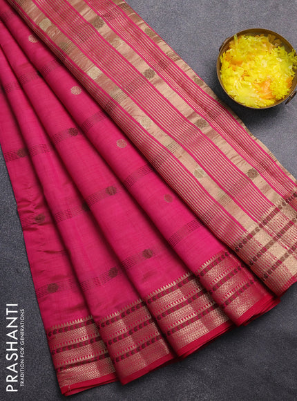 Semi raw silk saree pink with thread & zari woven buttas and zari woven border