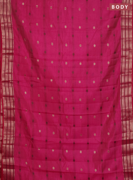 Semi raw silk saree pink with thread & zari woven buttas and zari woven border