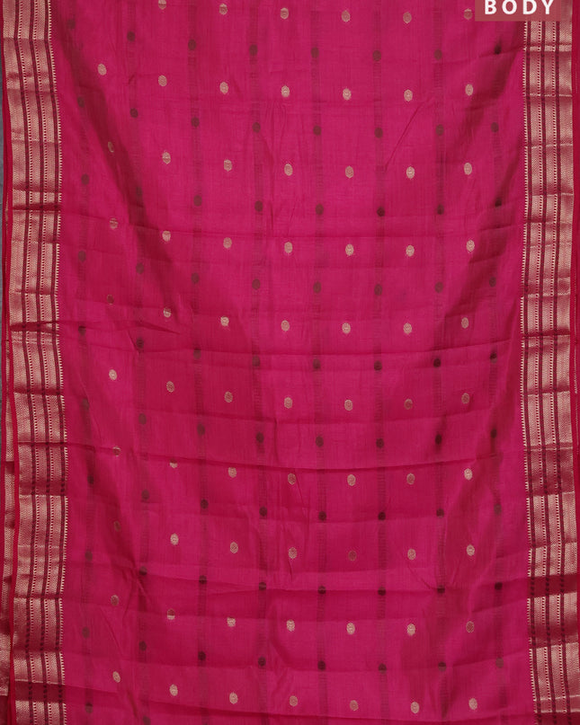 Semi raw silk saree pink with thread & zari woven buttas and zari woven border