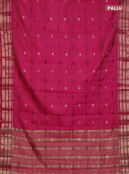 Semi raw silk saree pink with thread & zari woven buttas and zari woven border