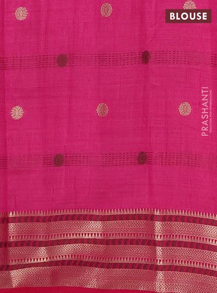 Semi raw silk saree pink with thread & zari woven buttas and zari woven border