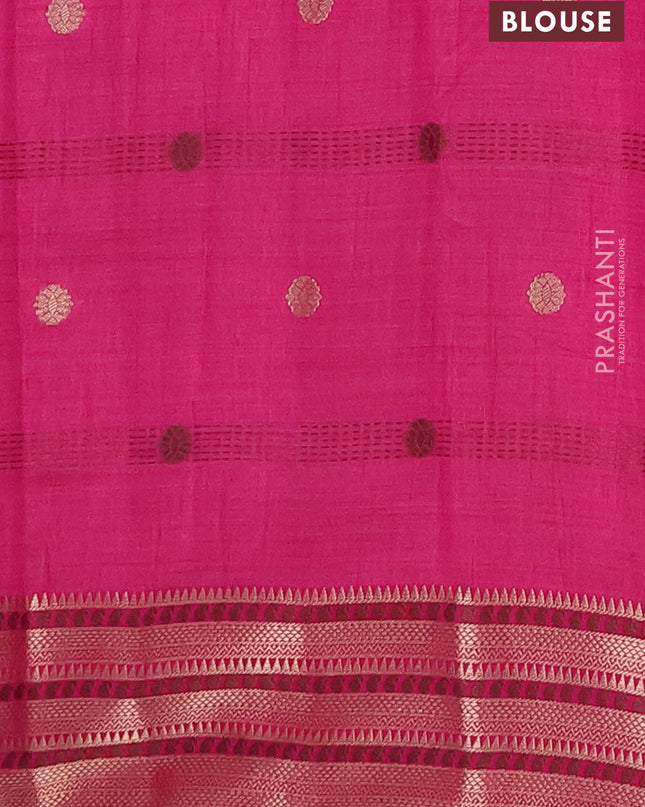 Semi raw silk saree pink with thread & zari woven buttas and zari woven border