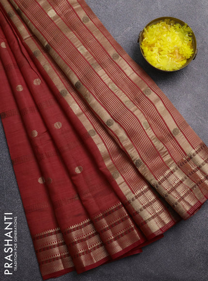Semi raw silk saree red with thread & zari woven buttas and zari woven border