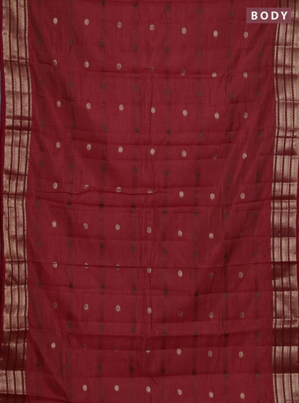 Semi raw silk saree red with thread & zari woven buttas and zari woven border