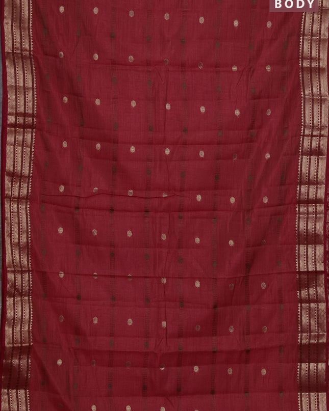 Semi raw silk saree red with thread & zari woven buttas and zari woven border