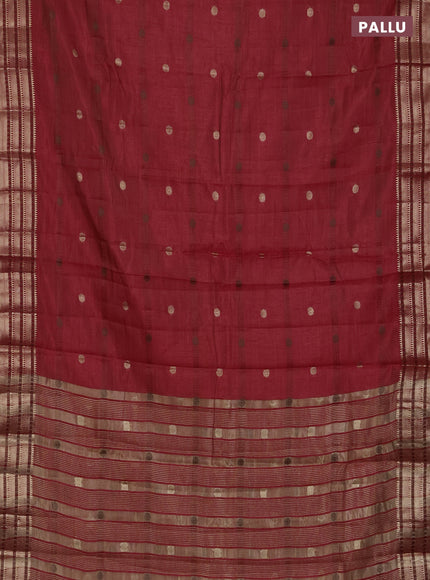 Semi raw silk saree red with thread & zari woven buttas and zari woven border