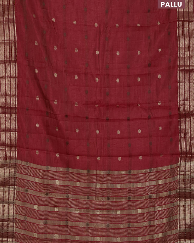 Semi raw silk saree red with thread & zari woven buttas and zari woven border