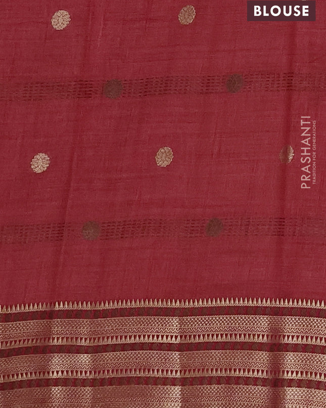 Semi raw silk saree red with thread & zari woven buttas and zari woven border