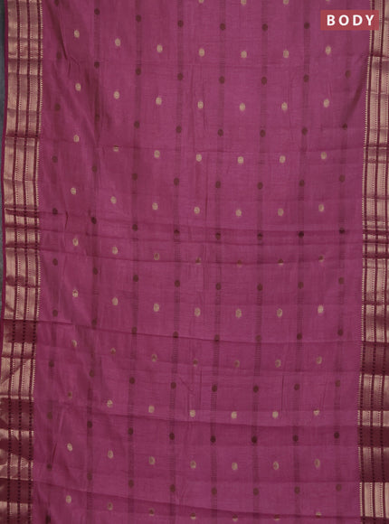 Semi raw silk saree mauve pink with thread & zari woven buttas and zari woven border