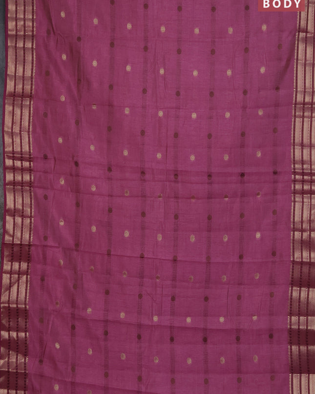 Semi raw silk saree mauve pink with thread & zari woven buttas and zari woven border