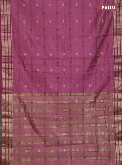 Semi raw silk saree mauve pink with thread & zari woven buttas and zari woven border