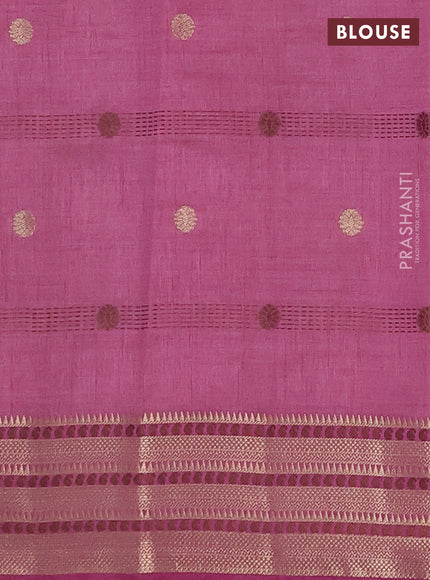 Semi raw silk saree mauve pink with thread & zari woven buttas and zari woven border