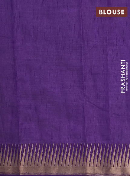 Semi raw silk saree violet with zari woven buttas and temple design zari woven border