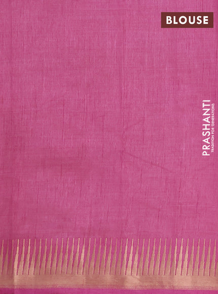 Semi raw silk saree mauve pink with zari woven buttas and temple design zari woven border