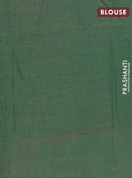 Semi raw silk saree dark green with zari woven buttas and rettapet zari woven border