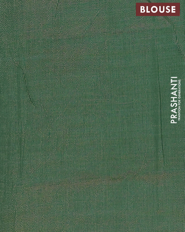 Semi raw silk saree dark green with zari woven buttas and rettapet zari woven border