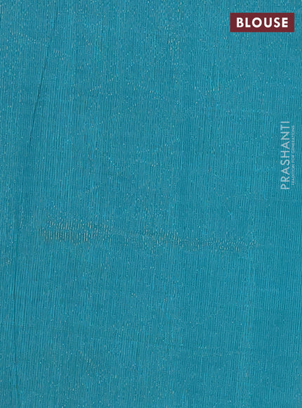 Semi raw silk saree teal blue with zari woven buttas and rettapet zari woven border