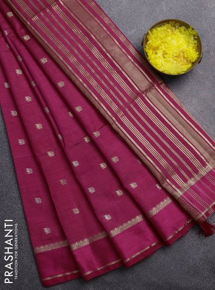 Semi raw silk saree pink with zari woven buttas and rettapet zari woven border