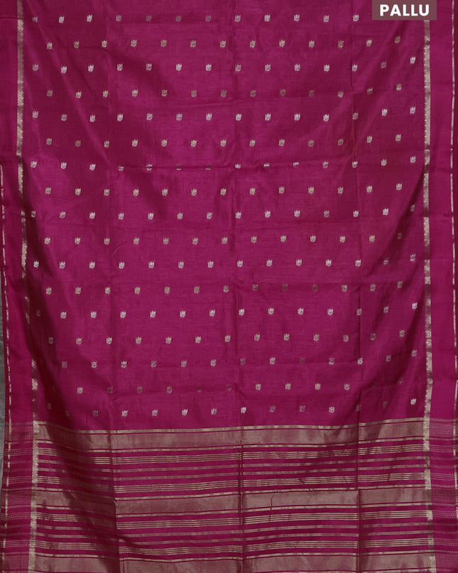 Semi raw silk saree pink with zari woven buttas and rettapet zari woven border