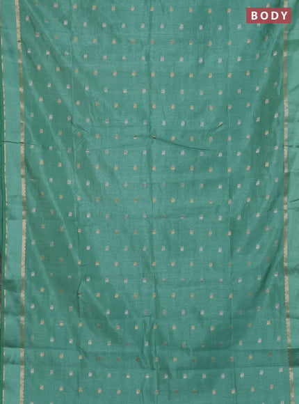 Semi raw silk saree pastel green with zari woven buttas and rettapet zari woven border