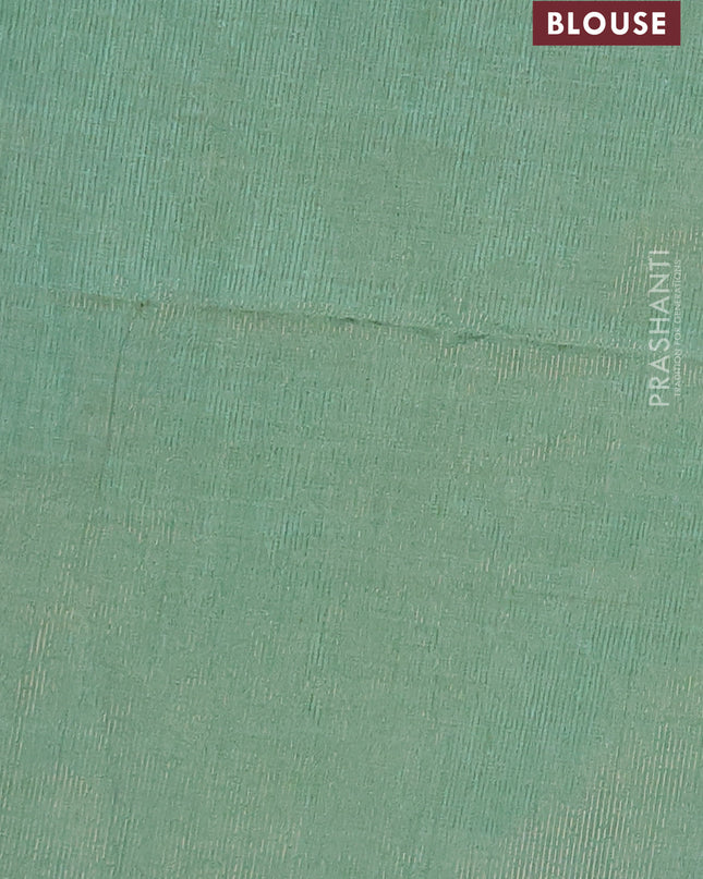 Semi raw silk saree pastel green with zari woven buttas and rettapet zari woven border