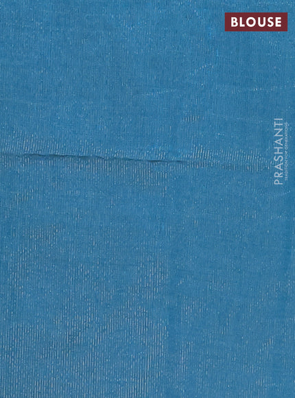 Semi raw silk saree cs blue with zari woven buttas and rettapet zari woven border