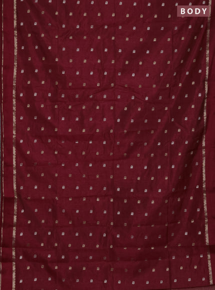 Semi raw silk saree maroon with zari woven buttas and rettapet zari woven border