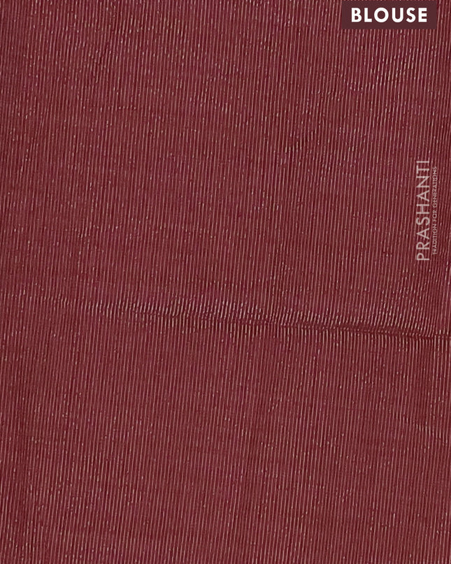 Semi raw silk saree maroon with zari woven buttas and rettapet zari woven border