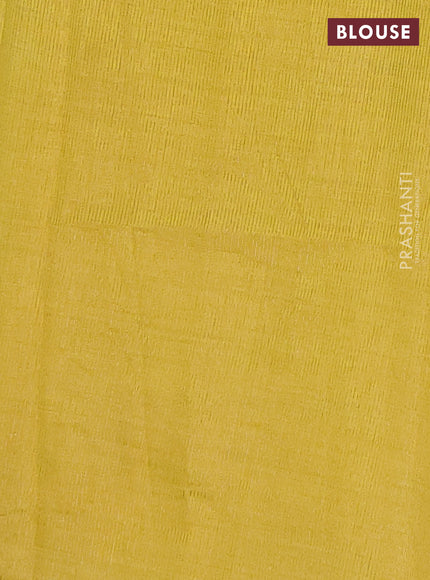 Semi raw silk saree lime yellow with annam zari woven buttas and rettapet zari woven border