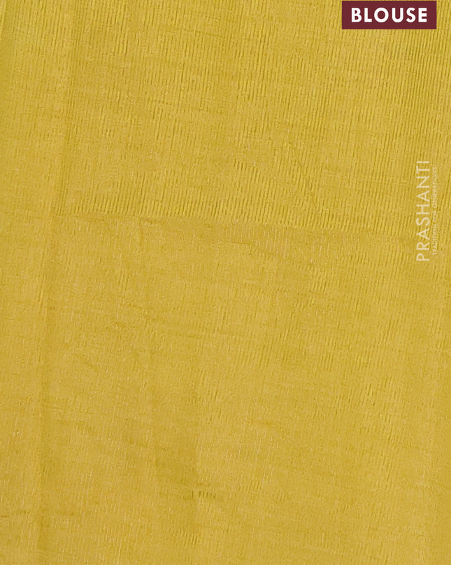 Semi raw silk saree lime yellow with annam zari woven buttas and rettapet zari woven border