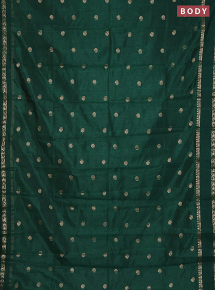 Semi raw silk saree green with annam zari woven buttas and rettapet zari woven border