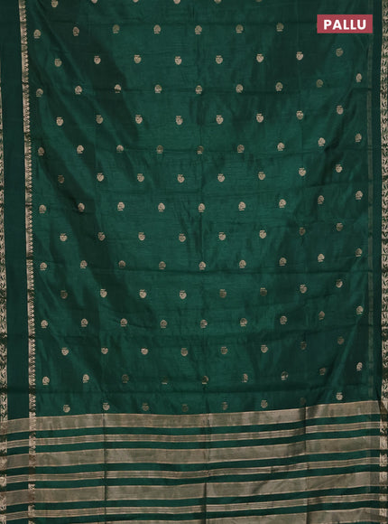 Semi raw silk saree green with annam zari woven buttas and rettapet zari woven border