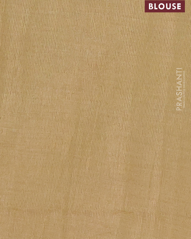 Semi raw silk saree sandal with annam zari woven buttas and rettapet zari woven border
