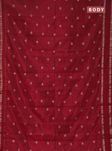 Semi raw silk saree maroon with annam zari woven buttas and rettapet zari woven border