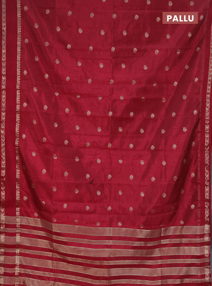 Semi raw silk saree maroon with annam zari woven buttas and rettapet zari woven border