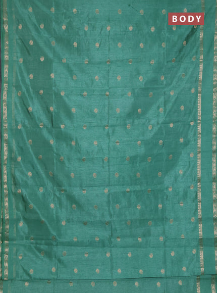 Semi raw silk saree pastel green with annam zari woven buttas and rettapet zari woven border