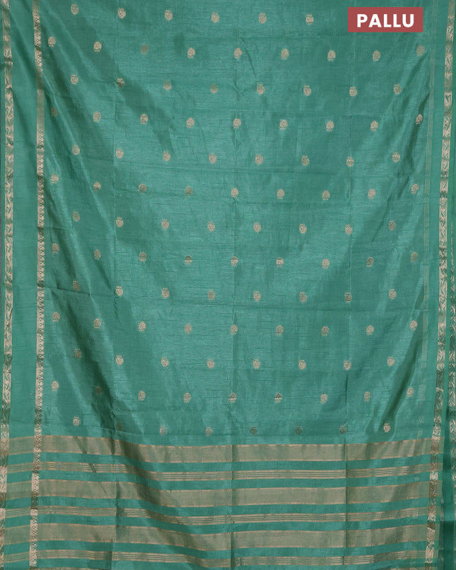 Semi raw silk saree pastel green with annam zari woven buttas and rettapet zari woven border