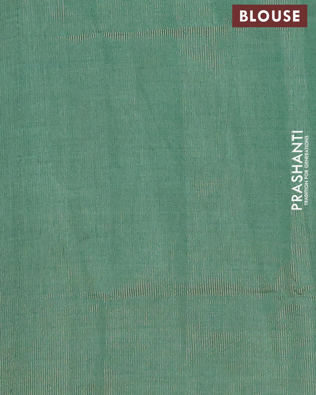 Semi raw silk saree pastel green with annam zari woven buttas and rettapet zari woven border