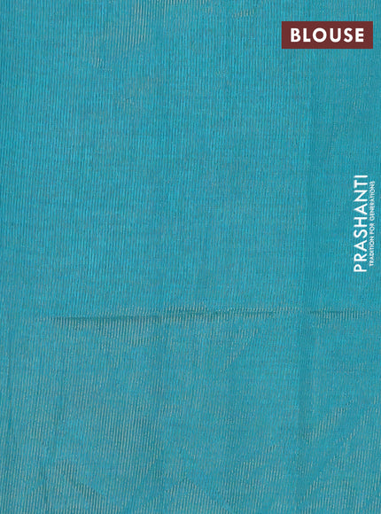 Semi raw silk saree teal blue with annam zari woven buttas and rettapet zari woven border