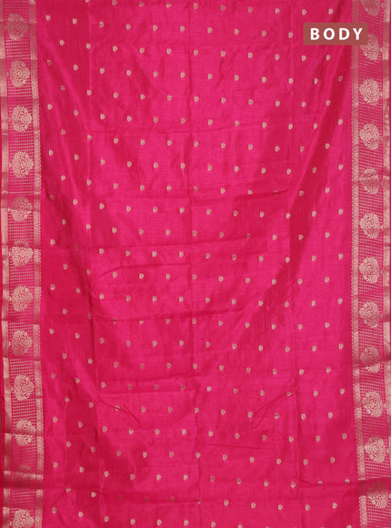 Semi raw silk saree pink with zari woven buttas and zari checked butta border