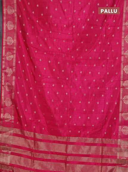 Semi raw silk saree pink with zari woven buttas and zari checked butta border