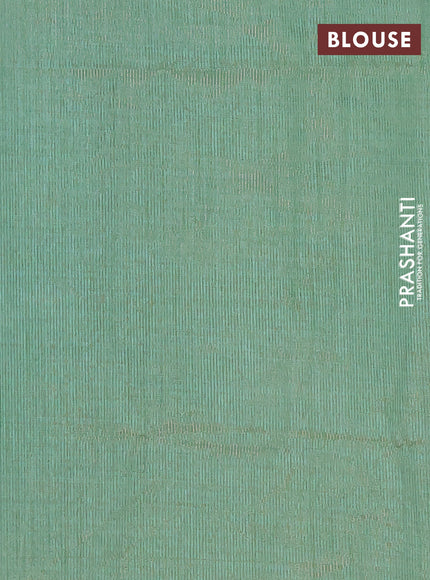 Semi raw silk saree pastel green with zari woven buttas and zari checked butta border