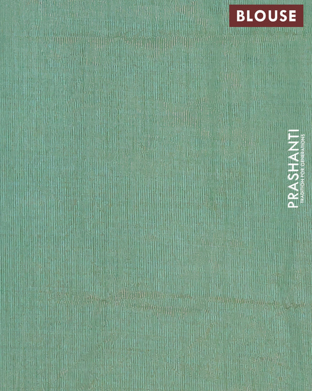 Semi raw silk saree pastel green with zari woven buttas and zari checked butta border